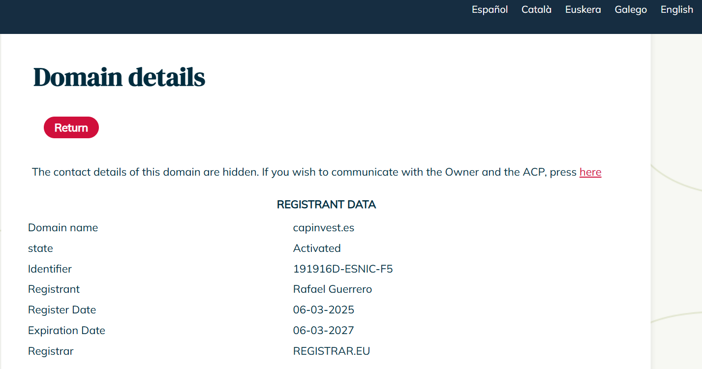 Spanish domain data